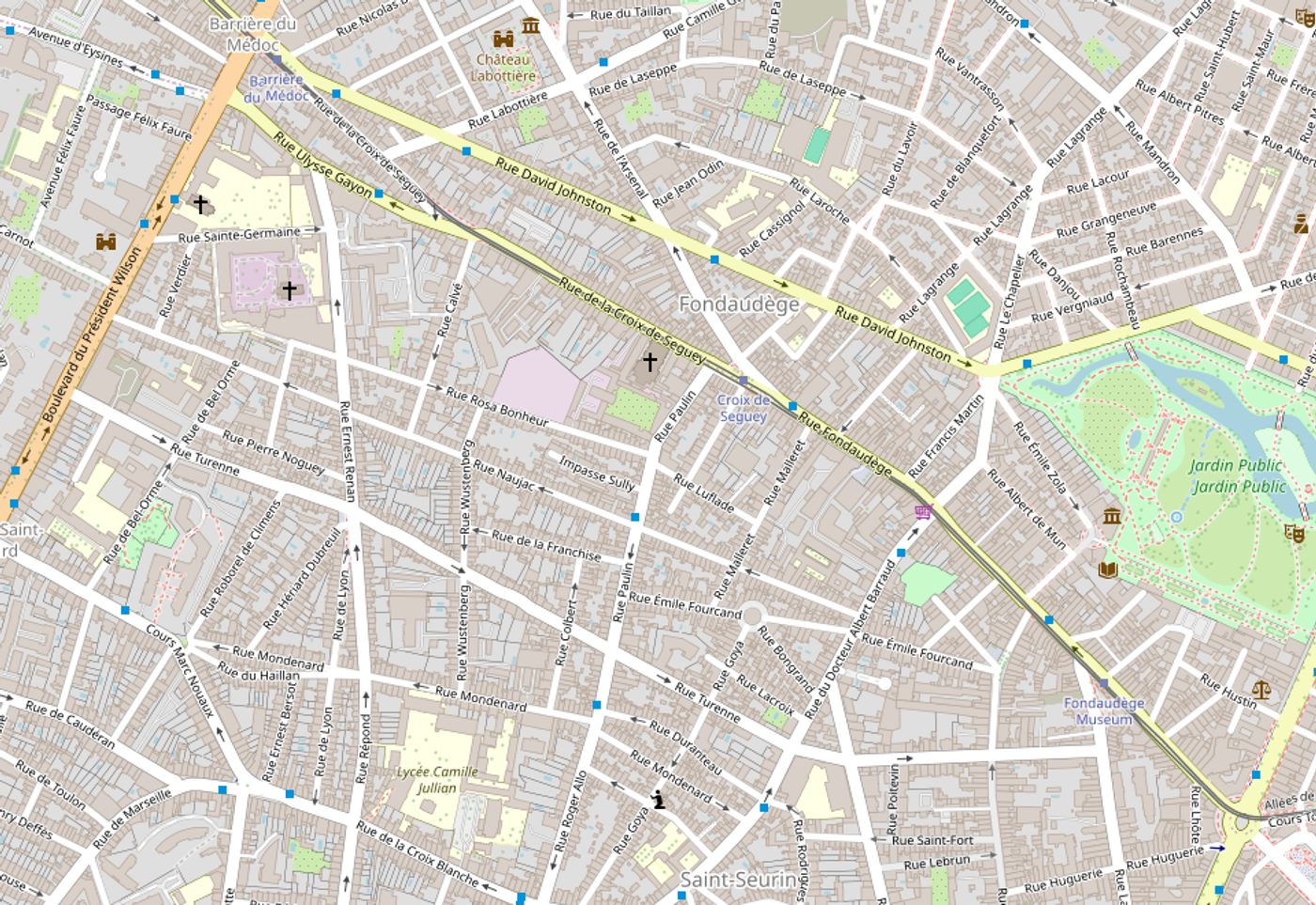 Plan du quartier du cabinet, 119 rue du Palais Gallien à Bordeaux